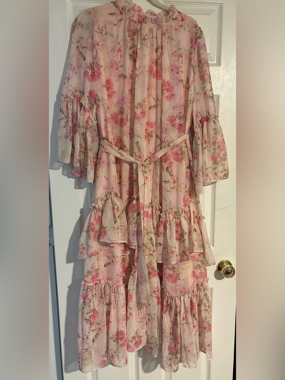 Floral Pink Ruffle Tiered Maxi Dress